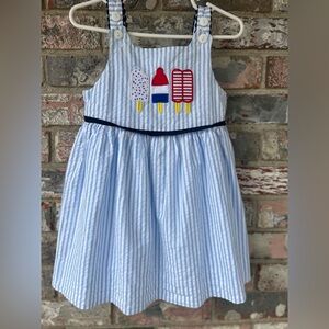 Florence Eiseman Light Blue Striped Dress with Popsicle Design